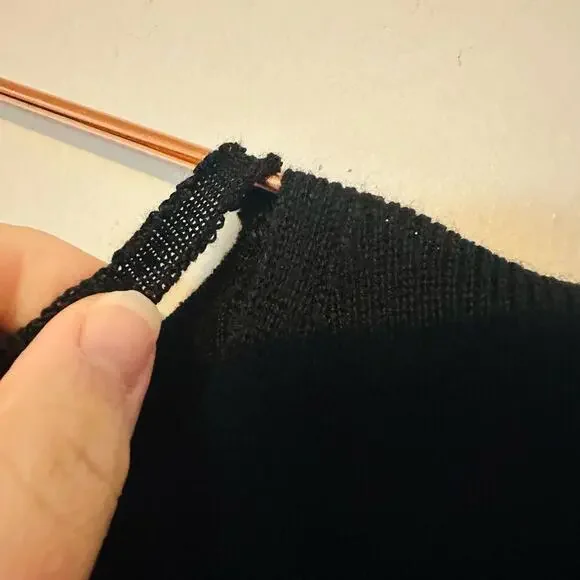 SEE BY CHLOÉ Black Wool Metallic Trim Half Sleeves Knit Midi Dress Size Large - Picture 12 of 15